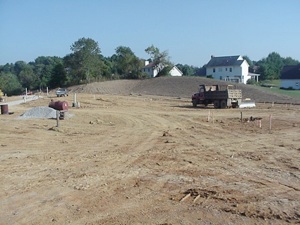 Shadowlake Village building site showing cleared land at the top of the ridge.